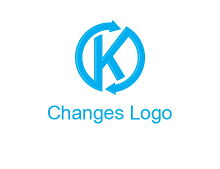 two rounded arrows creating letter K logo