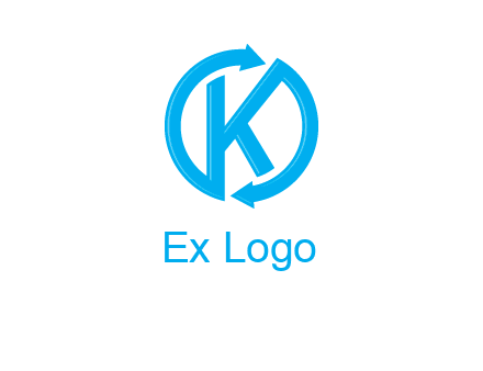 two rounded arrows creating letter K logo