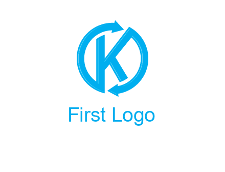 two rounded arrows creating letter K logo