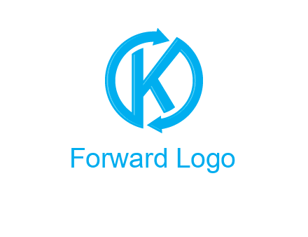 two rounded arrows creating letter K logo