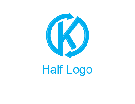 two rounded arrows creating letter K logo