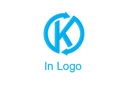 two rounded arrows creating letter K logo