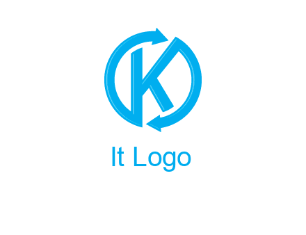 two rounded arrows creating letter K logo