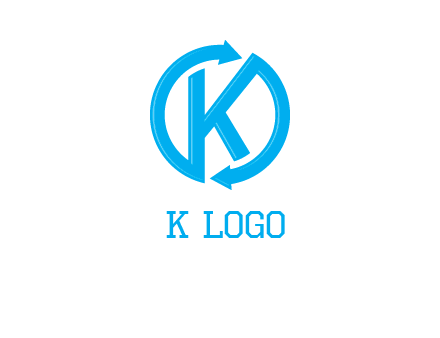 two rounded arrows creating letter K logo