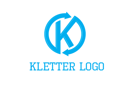 two rounded arrows creating letter K logo