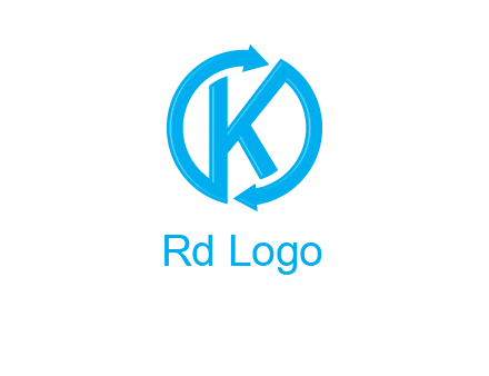 two rounded arrows creating letter K logo