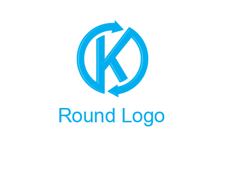two rounded arrows creating letter K logo
