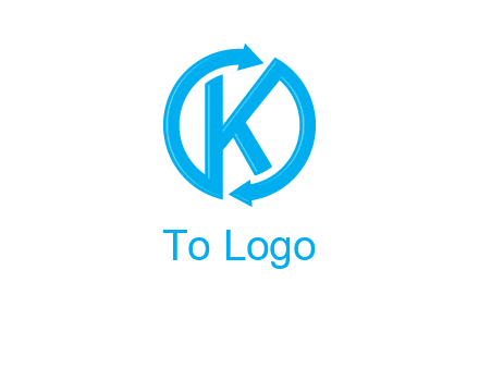 two rounded arrows creating letter K logo