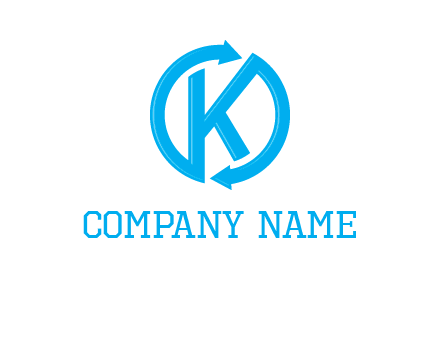two rounded arrows creating letter K logo