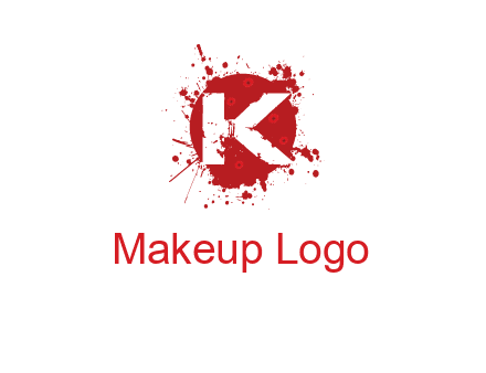 letter k inside blood splash with bullet holes logo