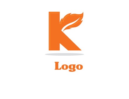 letter K incorporated with feather logo
