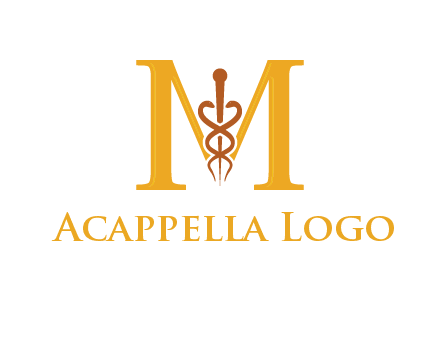 medical sign between letter M logo