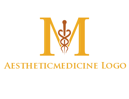 medical sign between letter M logo