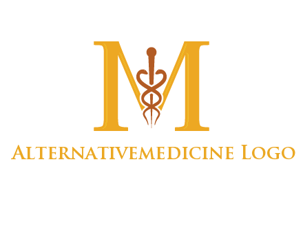 medical sign between letter M logo