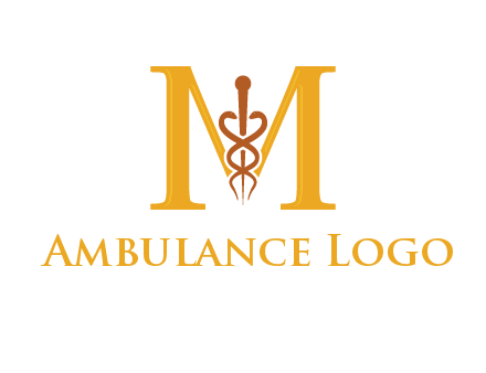 medical sign between letter M logo