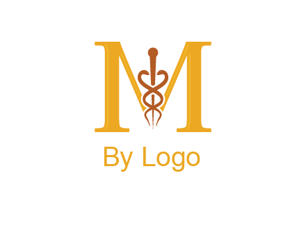medical sign between letter M logo