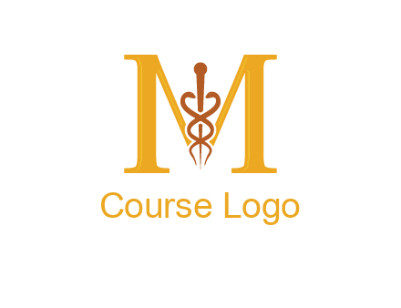 medical sign between letter M logo