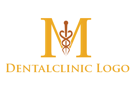 medical sign between letter M logo