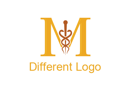 medical sign between letter M logo
