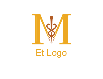 medical sign between letter M logo