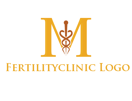 medical sign between letter M logo