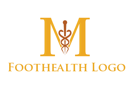 medical sign between letter M logo
