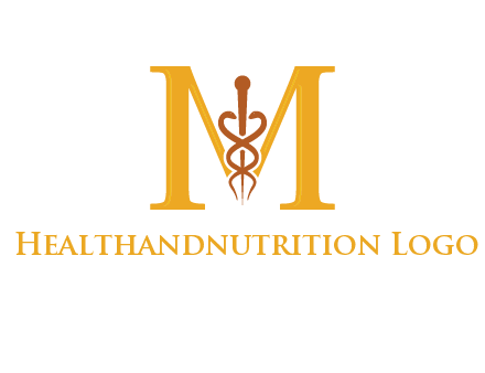 medical sign between letter M logo