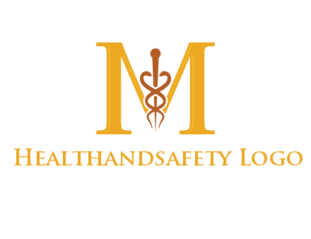 medical sign between letter M logo
