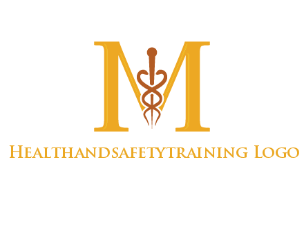 medical sign between letter M logo