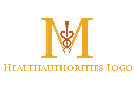 medical sign between letter M logo
