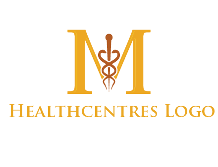 medical sign between letter M logo