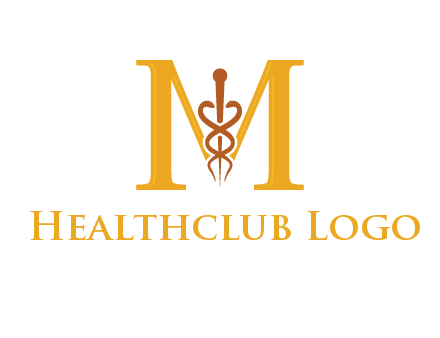 medical sign between letter M logo