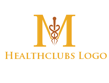 medical sign between letter M logo