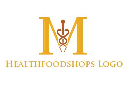 medical sign between letter M logo