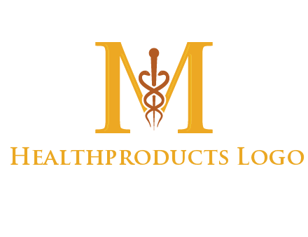 medical sign between letter M logo