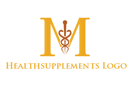 medical sign between letter M logo