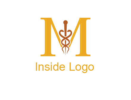 medical sign between letter M logo