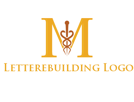 medical sign between letter M logo