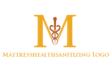 medical sign between letter M logo