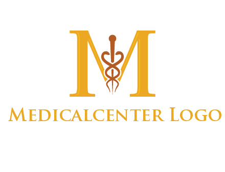 medical sign between letter M logo