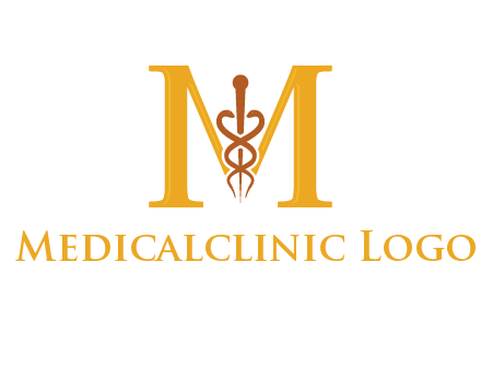 medical sign between letter M logo