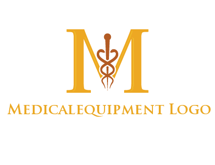 medical sign between letter M logo