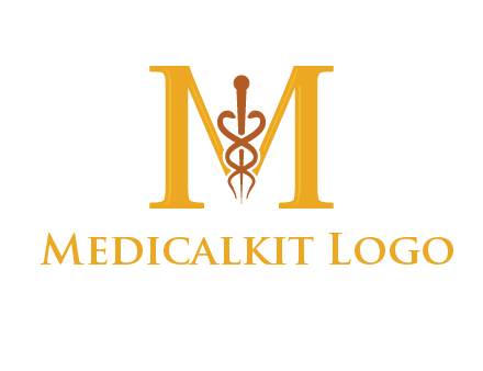 medical sign between letter M logo
