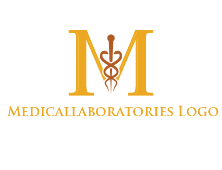medical sign between letter M logo