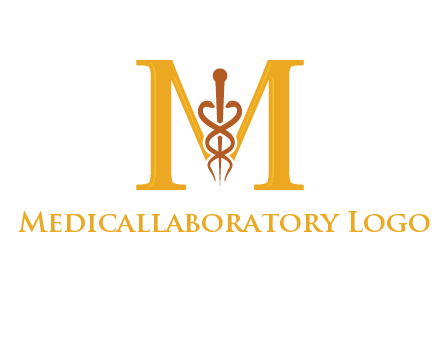 medical sign between letter M logo