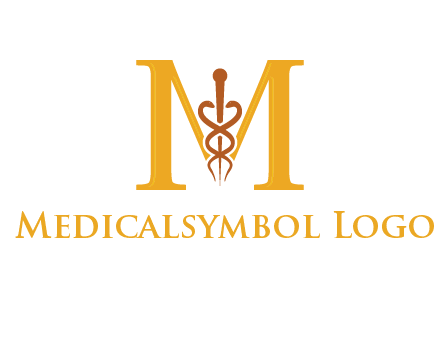 medical sign between letter M logo