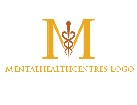 medical sign between letter M logo
