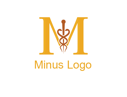 medical sign between letter M logo