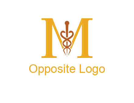 medical sign between letter M logo