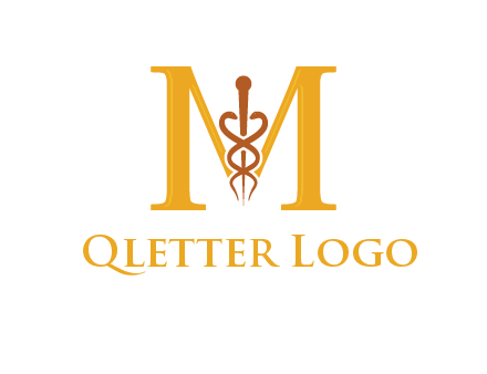 medical sign between letter M logo